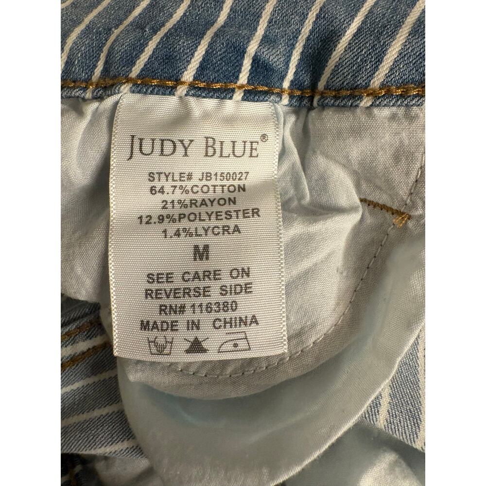 Judy Blue Kya White Striped Denim Stretch Shorts Size Medium - Picture 10 of 10